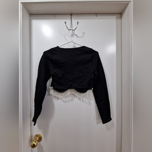 Zara Black Embellished Crop Blouse - Picture 3 of 3